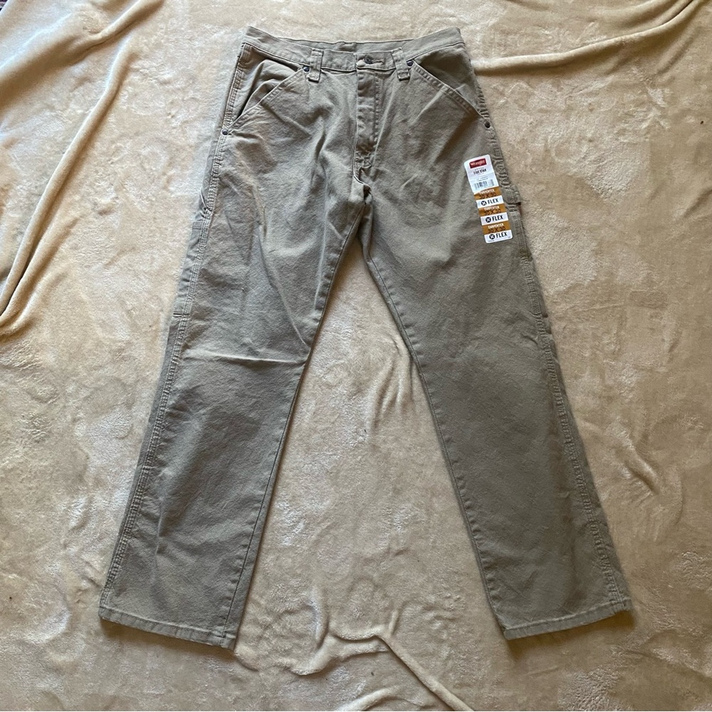 Wrangler NWT Tan Khaki Flex Carpenter Pants 30x30 Utility 6-Pocket